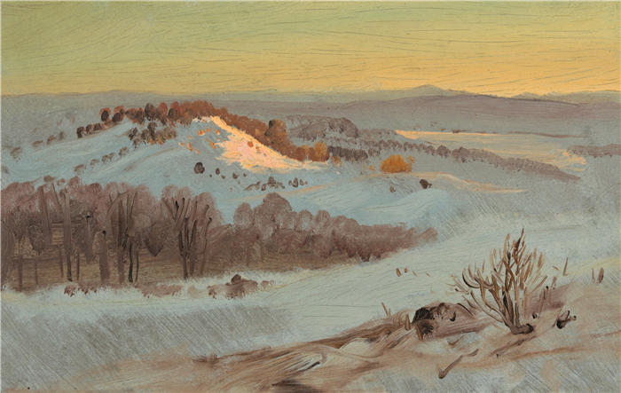 弗雷德里克·埃德温·丘奇(Frederic Edwin Church,美国画家)高清作品-《冬天的纽约哈德逊河谷 (1869–70)》