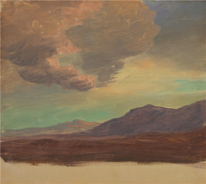 弗雷德里克·埃德温·丘奇(Frederic Edwin Church,美国画家)高清作品-《巴勒斯坦或叙利亚附近的风景(1868 年)》