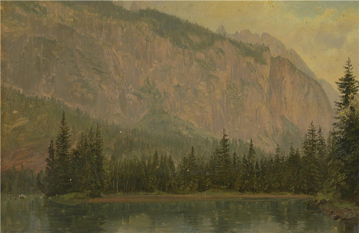 弗雷德里克·埃德温·丘奇(Frederic Edwin Church,美国画家)高清作品-《巴伐利亚贝希特斯加登附近的欣特湖(1868 年)》