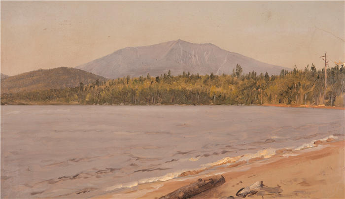 弗雷德里克·埃德温·丘奇(Frederic Edwin Church,美国画家)高清作品-《来自 Togue Pond 的 Katahdin 山(可能是 1878 年)》