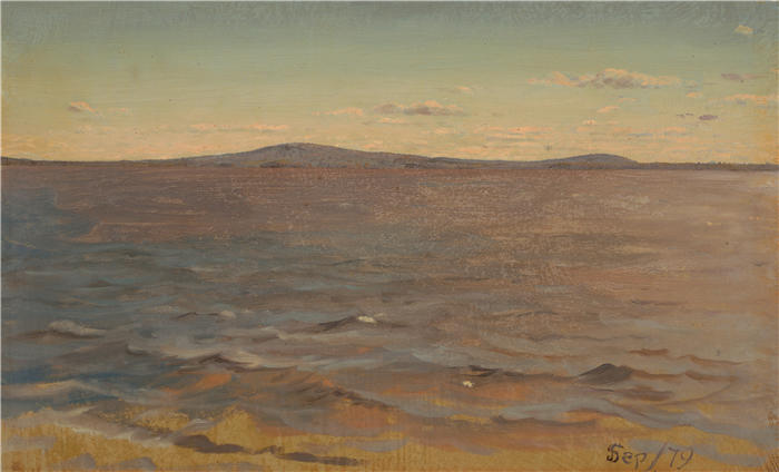 弗雷德里克·埃德温·丘奇(Frederic Edwin Church,美国画家)高清作品-《缅因州,卡塔丁湖 (1879)》