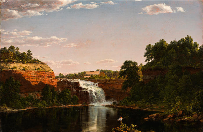 弗雷德里克·埃德温·丘奇（Frederic Edwin Church，美国画家）高清作品-《罗切斯特下瀑布 (1849)》