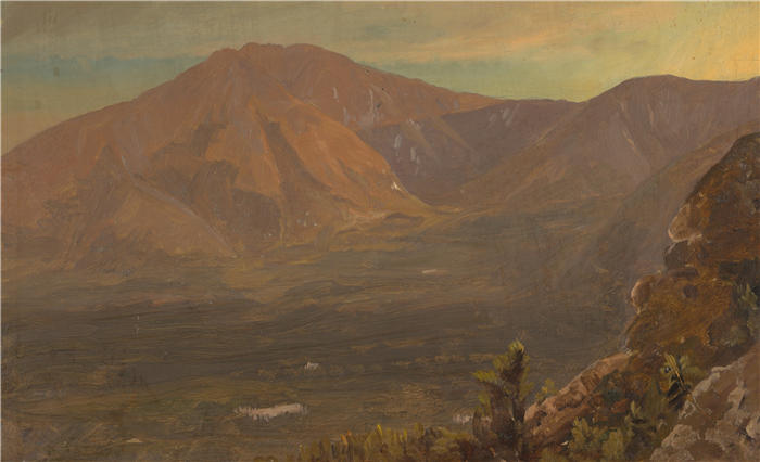 弗雷德里克·埃德温·丘奇(Frederic Edwin Church,美国画家)高清作品-《卡塔丁山和特纳山 (1860–78)》