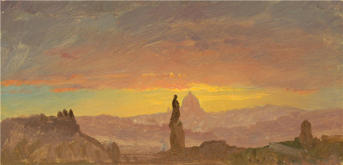 弗雷德里克·埃德温·丘奇(Frederic Edwin Church,美国画家)高清作品-《罗马圣彼得大教堂 (1868–69)》