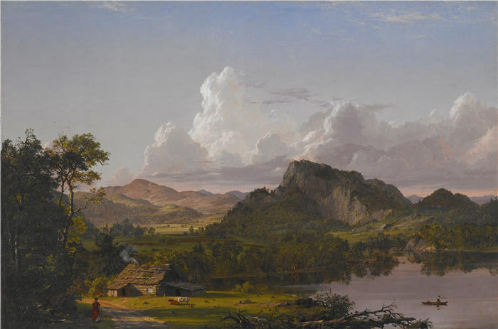 弗雷德里克·埃德温·丘奇（Frederic Edwin Church，美国画家）高清作品-《湖畔之家（1852）》