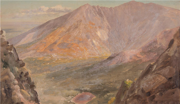 弗雷德里克·埃德温·丘奇(Frederic Edwin Church,美国画家)高清作品-《来自南特纳山的大盆地卡塔丁山(1877 年)》