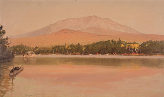 弗雷德里克·埃德温·丘奇(Frederic Edwin Church,美国画家)高清作品-《来自 Togue Pond 的 Katahdin 山 (1875–80)》