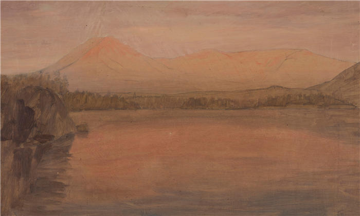 弗雷德里克·埃德温·丘奇(Frederic Edwin Church,美国画家)高清作品-《来自 Katahdin 湖的 Katahdin 和 Turner (1860–78)》