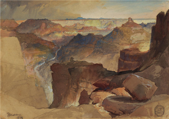 弗雷德里克·埃德温·丘奇(Frederic Edwin Church,美国画家)高清作品-《科罗拉多州大峡谷鲍威尔高原的景色(1873 年)》