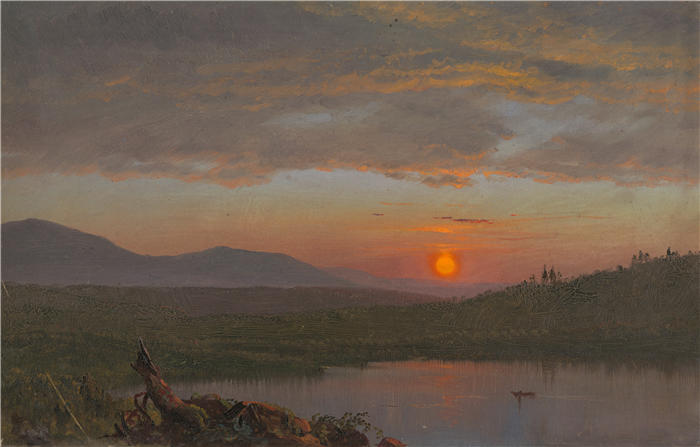 弗雷德里克·埃德温·丘奇（Frederic Edwin Church，美国画家）高清作品-《日落时的纽约哈德逊河谷 (1870–80)》