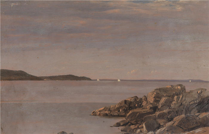 弗雷德里克·埃德温·丘奇(Frederic Edwin Church,美国画家)高清作品-《缅因州海岸沙漠岛山 (1850)》