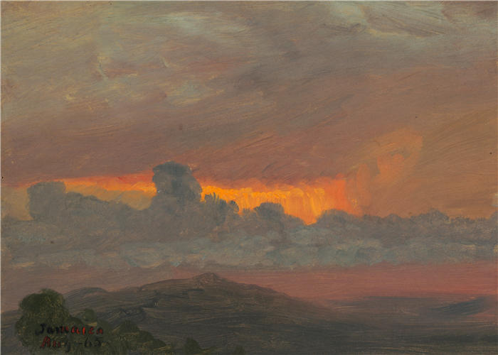 弗雷德里克·埃德温·丘奇(Frederic Edwin Church,美国画家)高清作品-《日落二世 (1865)》
