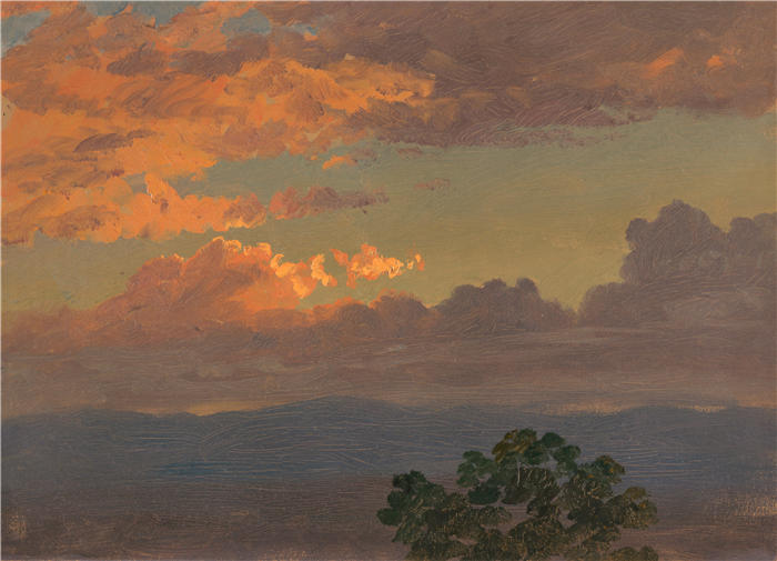 弗雷德里克·埃德温·丘奇(Frederic Edwin Church,美国画家)高清作品-《日落 (1865)》