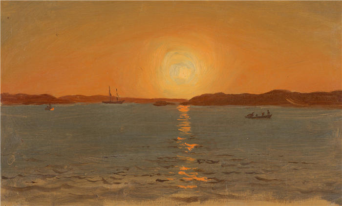 弗雷德里克·埃德温·丘奇(Frederic Edwin Church,美国画家)高清作品-《纽芬兰猫头 (1859)》