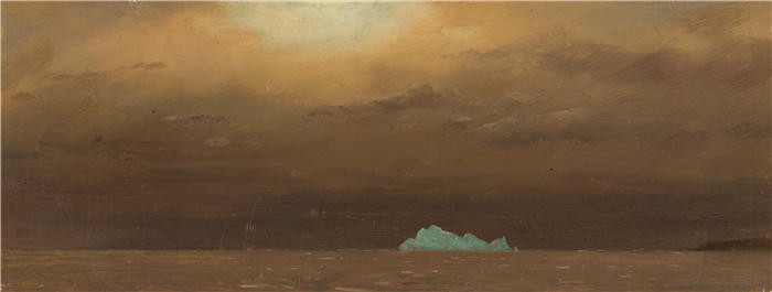 弗雷德里克·埃德温·丘奇(Frederic Edwin Church,美国画家)高清作品-《纽芬兰冰山 (1859)》