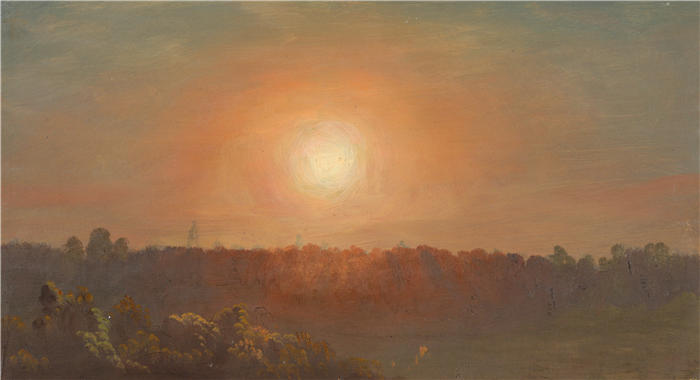 弗雷德里克·埃德温·丘奇(Frederic Edwin Church,美国画家)高清作品-《日落时的风景(1860–70)》