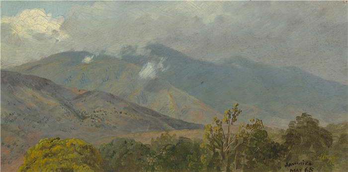 弗雷德里克·埃德温·丘奇（Frederic Edwin Church，美国画家）高清作品-《山地景观 V (1865)》