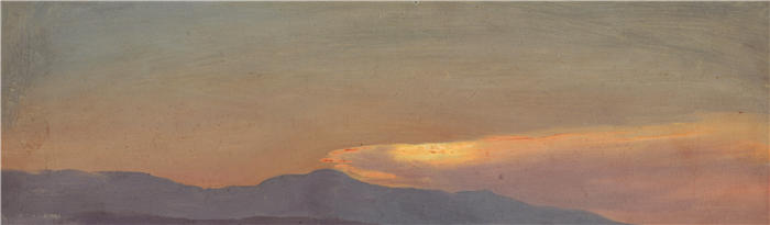 弗雷德里克·埃德温·丘奇（Frederic Edwin Church，美国画家）高清作品-《日落云研究（约 1880 年） (1)》