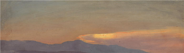 弗雷德里克·埃德温·丘奇(Frederic Edwin Church,美国画家)高清作品-《日落云研究(约 1880 年) (1)》