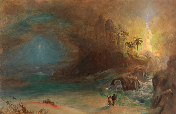 弗雷德里克·埃德温·丘奇（Frederic Edwin Church，美国画家）高清作品-《研究“托马斯·科尔的神化”（约 1847 年）》