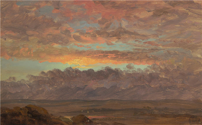 弗雷德里克·埃德温·丘奇（Frederic Edwin Church，美国画家）高清作品-《眺望纽约哈德逊河谷（约 1867 年）》