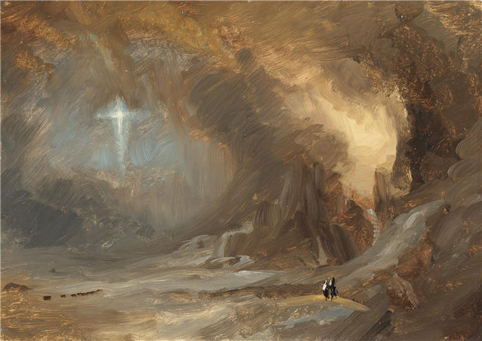 弗雷德里克·埃德温·丘奇（Frederic Edwin Church，美国画家）高清作品-《十字架的异象（1847）》