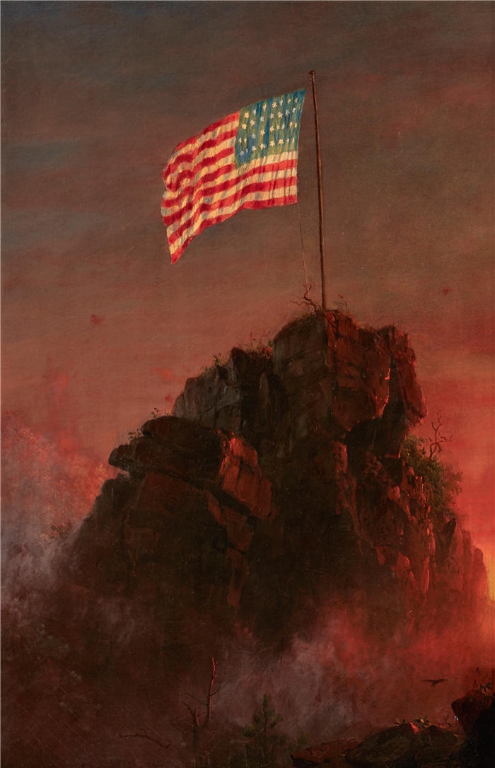 弗雷德里克·埃德温·丘奇（Frederic Edwin Church，美国画家）高清作品-《我们的旗帜 (1864)》