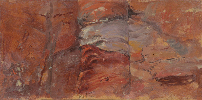 弗雷德里克·埃德温·丘奇（Frederic Edwin Church，美国画家）高清作品-《岩石研究，佩特拉（1868 年）》