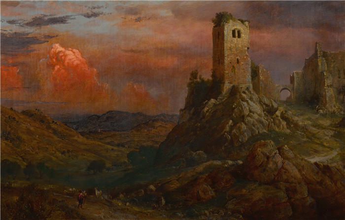 弗雷德里克·埃德温·丘奇（Frederic Edwin Church，美国画家）高清作品-《意大利的守望台（1873 年）》