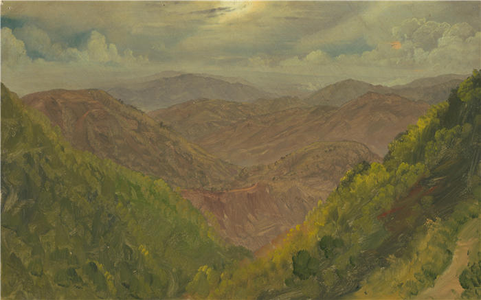 弗雷德里克·埃德温·丘奇（Frederic Edwin Church，美国画家）高清作品-《牙买加风景，西印度群岛（1865 年）(1)》