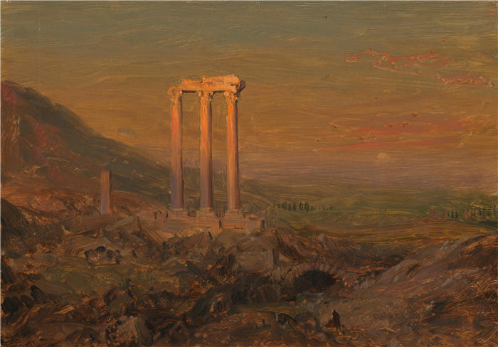弗雷德里克·埃德温·丘奇（Frederic Edwin Church，美国画家）高清作品-《叙利亚古典遗址（1868 年）》