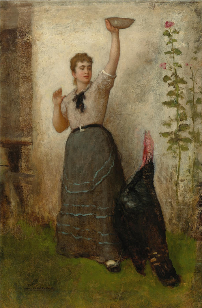 伊士曼·约翰逊（Eastman Johnson，美国画家）高清作品-《喂，土耳其人（大约 1872-80 年）》