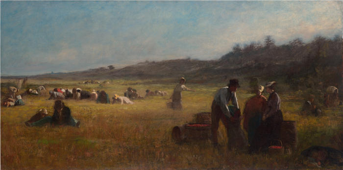伊士曼·约翰逊（Eastman Johnson，美国画家）高清作品-《蔓越莓采摘者（约 1878–79 年）》