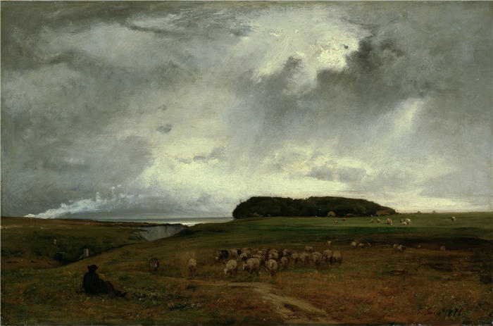 乔治·英尼斯 (George Inness，美国画家)高清油画作品-《风暴 (1876)》