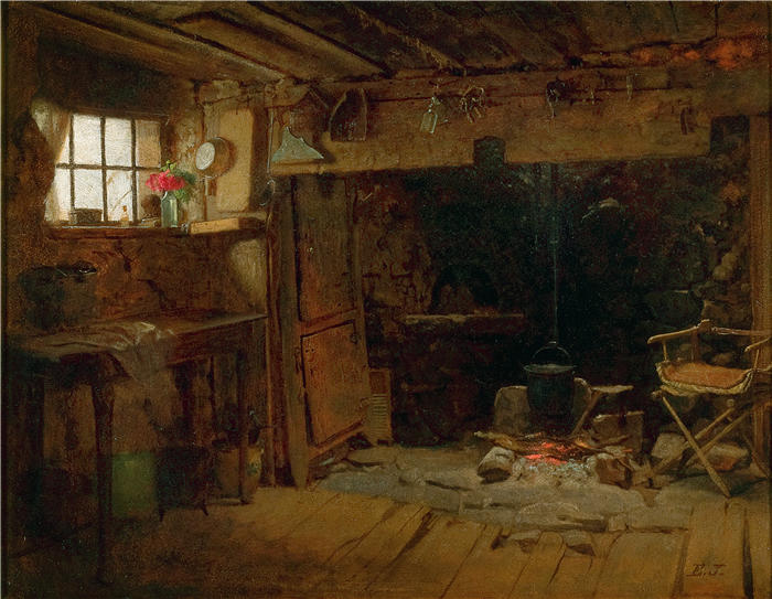伊士曼·约翰逊（Eastman Johnson，美国画家）高清作品-《新英格兰厨房》