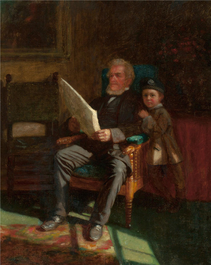 伊士曼·约翰逊(Eastman Johnson,美国画家)高清作品-《约翰 C 钱德勒和菲利普 J 威尔逊的肖像》
