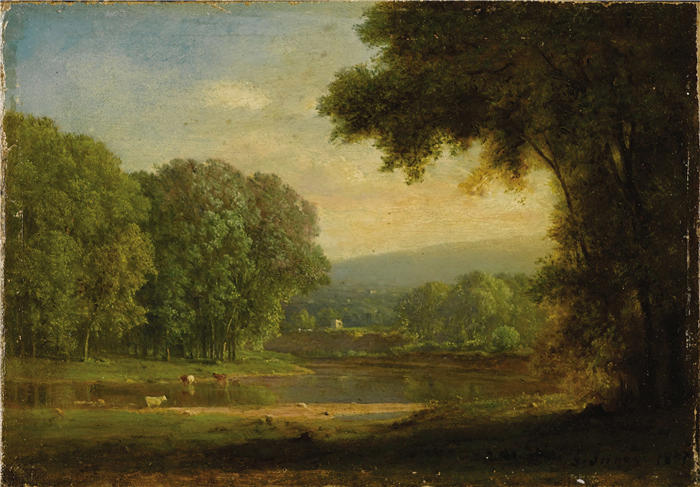 乔治·英尼斯 (George Inness，美国画家)高清油画作品-《Landscape (1857)》