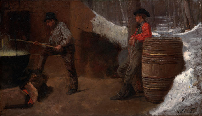 伊士曼·约翰逊（Eastman Johnson，美国画家）高清作品-《糖营（约 1861-66 年）》