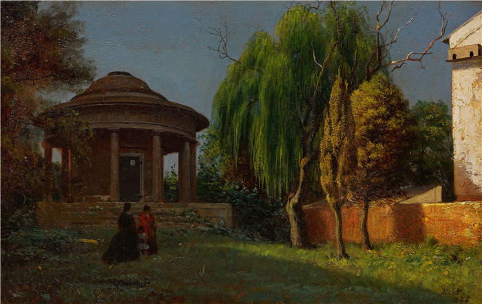 伊士曼·约翰逊（Eastman Johnson，美国画家）高清作品-《与弗农山相关的场景（1858 年）》