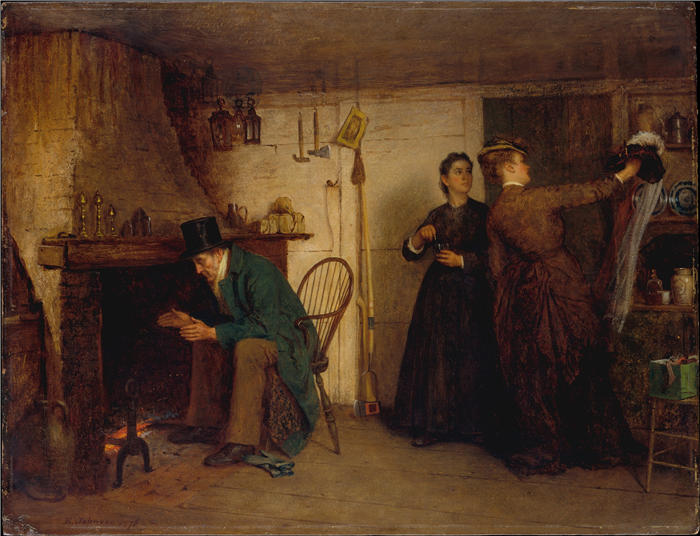 伊士曼·约翰逊(Eastman Johnson,美国画家)高清作品-《新引擎盖 (1876)》