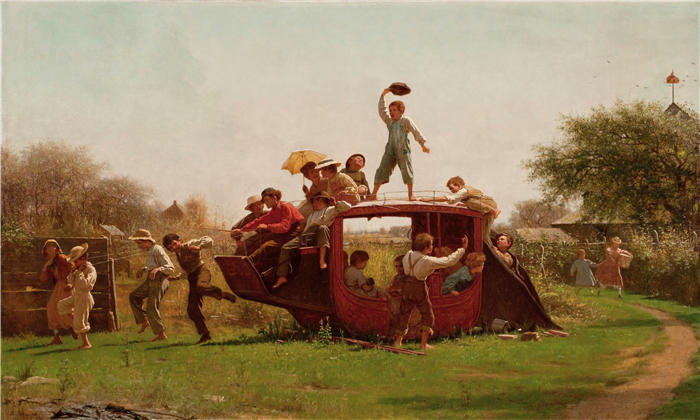 伊士曼·约翰逊（Eastman Johnson，美国画家）高清作品-《老驿马车 (1871)》