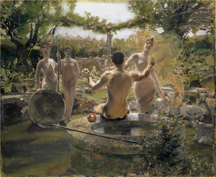 阿尔伯特·冯·凯勒（Albert von Keller，德国画家）高清作品-《巴黎的审判 (1891)》