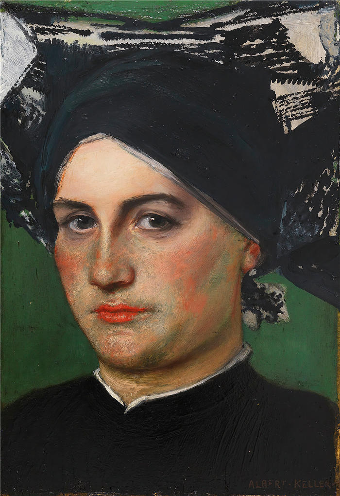 阿尔伯特·冯·凯勒（Albert von Keller，德国画家）高清作品-《德国老妇人 (1884)》