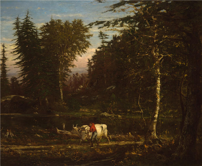 乔治·英尼斯 (George Inness，美国画家)高清油画作品-《在阿迪朗达克山脉（约 1862 年）》