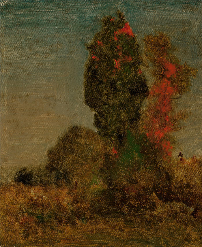 乔治·英尼斯 (George Inness，美国画家)高清油画作品-《秋树（约 1879-80 年）》