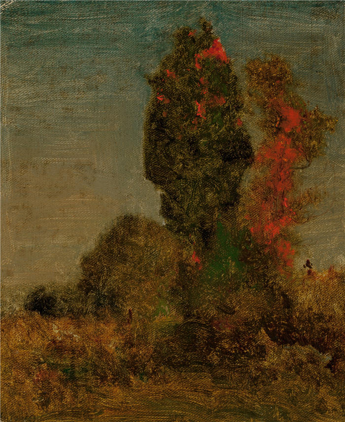 乔治·英尼斯 (George Inness,美国画家)高清油画作品-《秋树(约 1879-80 年)》