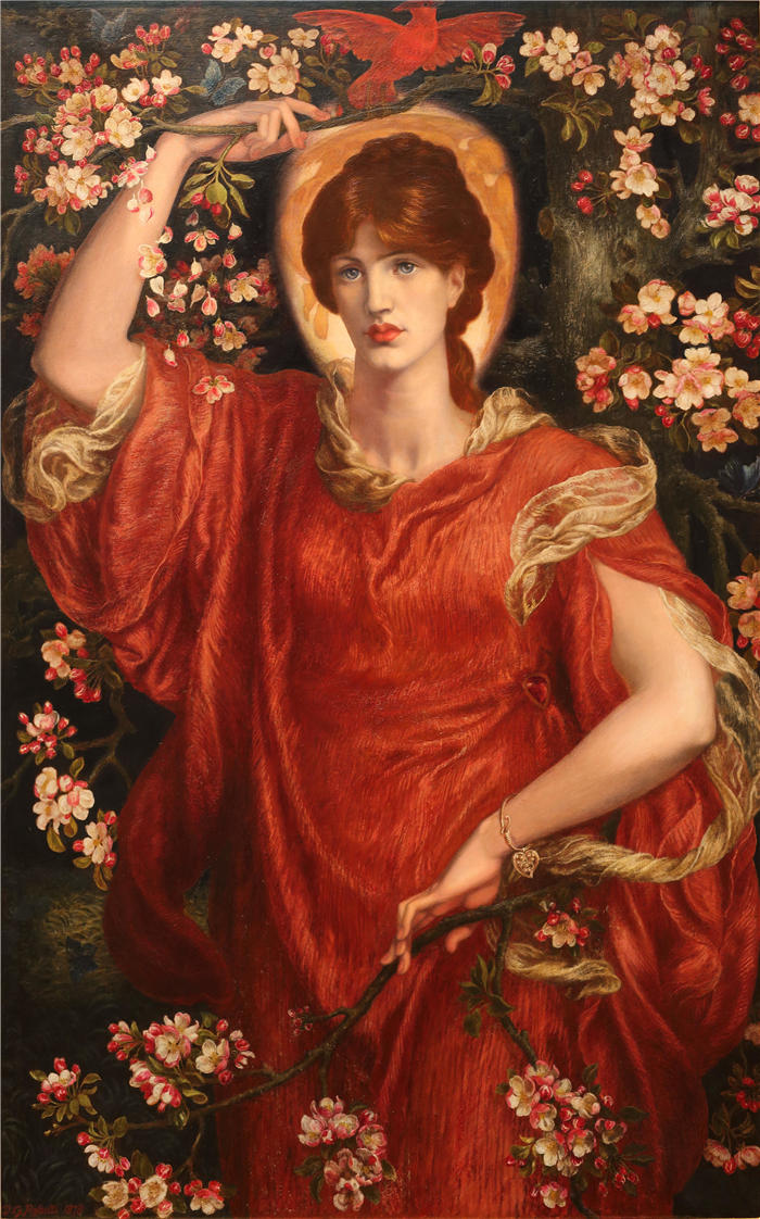 但丁·加布里埃尔·罗塞蒂(Dante Gabriel Rossetti,英国画家)作品高清下载-《菲亚梅塔的愿景(1878)》