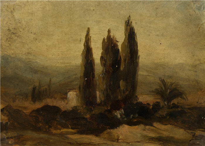费利克斯·齐姆（Félix Ziem，法国画家）高清作品-《Les trois cypers（19世纪）》
