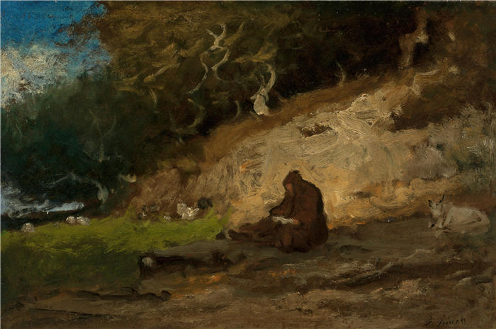 乔治·英尼斯 (George Inness，美国画家)高清油画作品-《隐士（约 1883-85 年）》