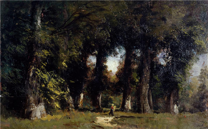 费利克斯·齐姆（Félix Ziem，法国画家）高清作品-《Lisière de forêt (1850-1860)》